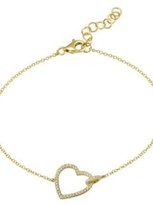 Gold Diamond Heart Bracelet