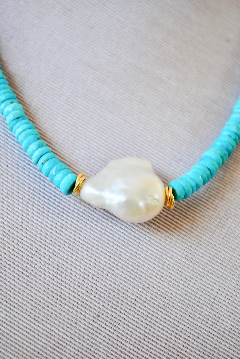 Stunning 20-30mm Natural Blue Turquoise Necklace For Women - 18" Choker Style - View #2