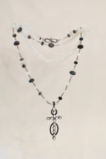 Load image into Gallery viewer, Diamond Moonstone Cross Pendant Necklace
