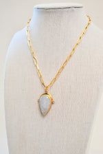 Load image into Gallery viewer, Teardrop Moonstone Pendant Paperclip Chain Necklace
