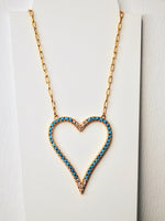 Load image into Gallery viewer, 14K Turquoise and Diamond Heart Necklace
