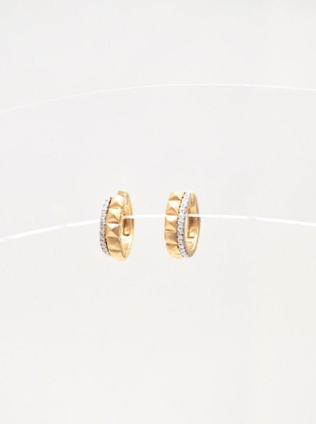 Gold and Diamond Square Huggie Hoops