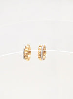 Load image into Gallery viewer, Gold and Diamond Square Huggie Hoops

