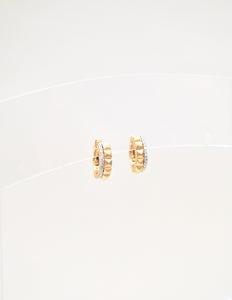 Gold and Diamond Square Huggie Hoops