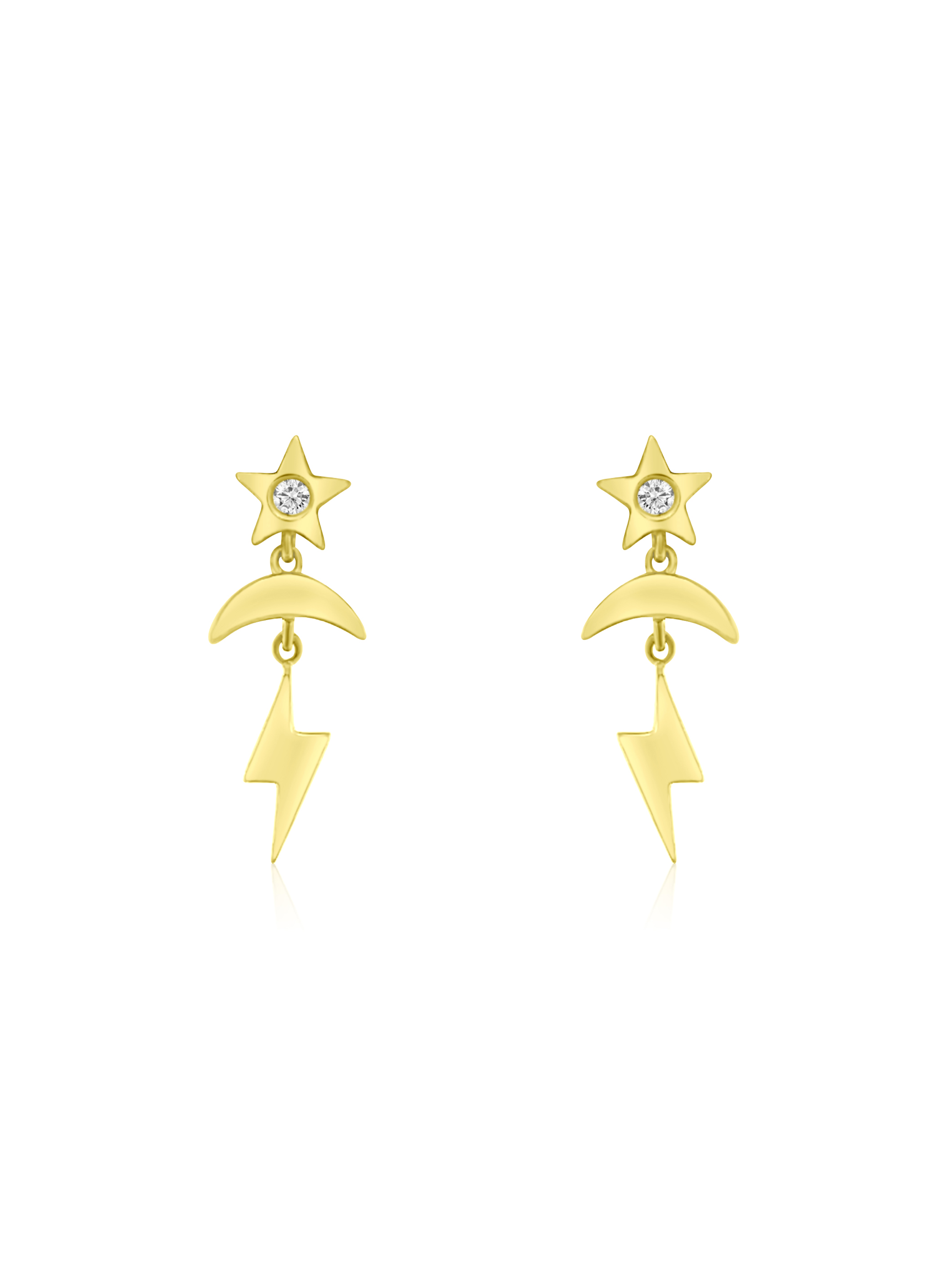 Diamond Star Charm Dangle Earrings