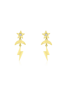 Diamond Star Charm Dangle Earrings