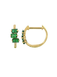 Gold & Emerald Huggie Hoop Earrings