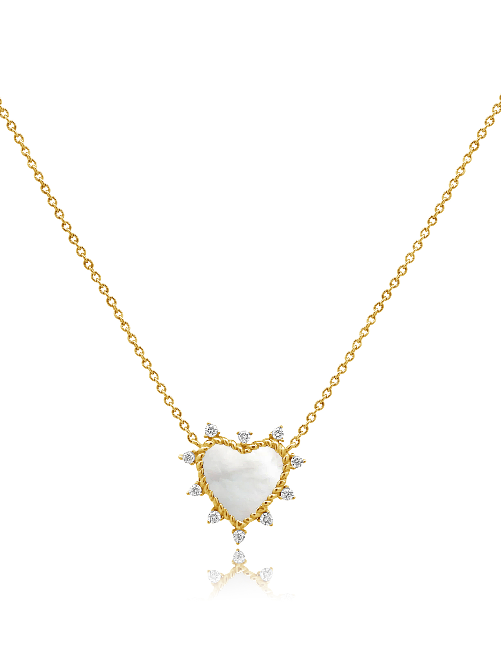 Diamond + Mother of Pearl Heart Necklace