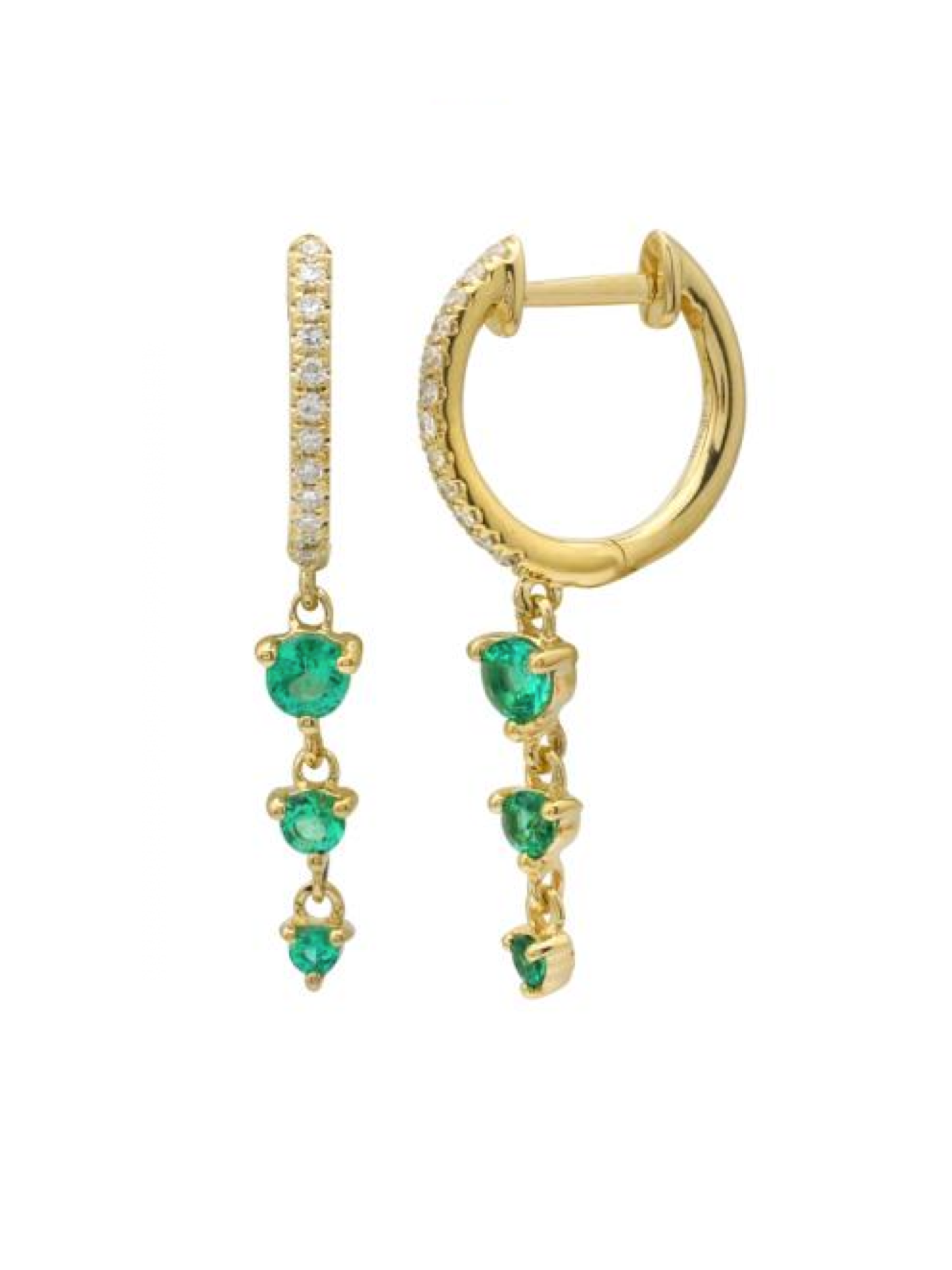 Gold & Emerald Dangle Earrings
