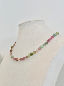 Colorful Tourmaline w/ 18kt Gold Bead Necklace