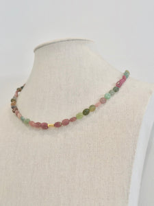 Colorful Tourmaline w/ 18kt Gold Bead Necklace