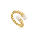 Load image into Gallery viewer, Gold Pearl Sparkle Wrap Ring
