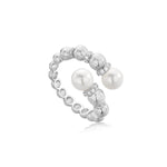 Load image into Gallery viewer, Silver Pearl Sparkle Wrap Ring
