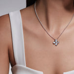 Load image into Gallery viewer, Flower Pendant Necklace with Mother of Pearl and Diamonds
