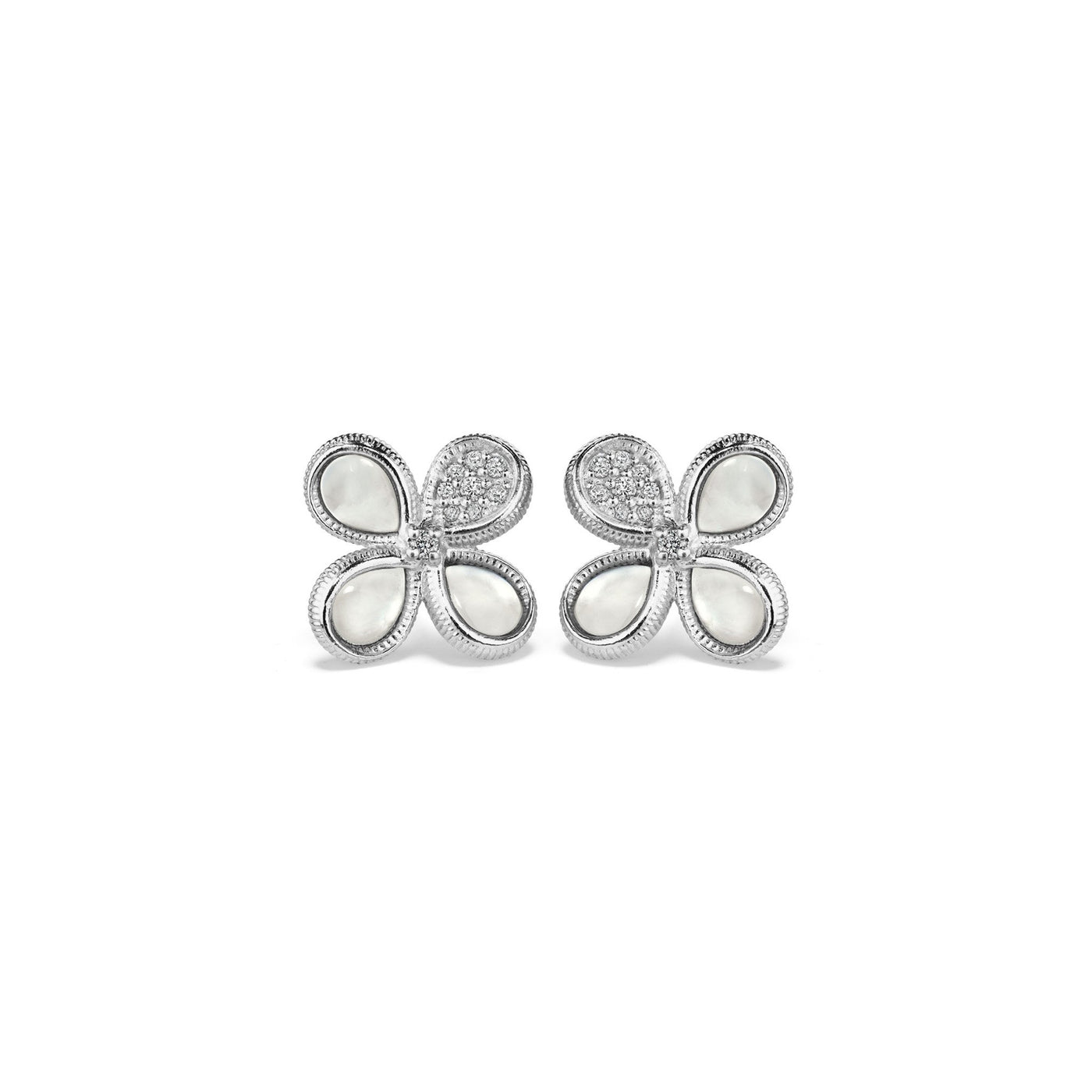Stud Earrings with Mother of Pearl and Diamonds