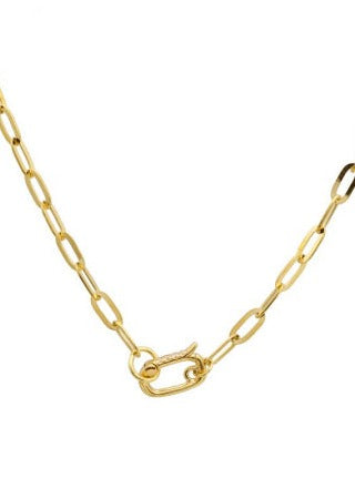 Gold Enhancer Clasp Link Chain Diamond Necklace