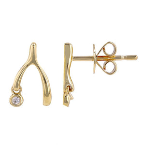 Wish-Bone Diamond Stud Earrings