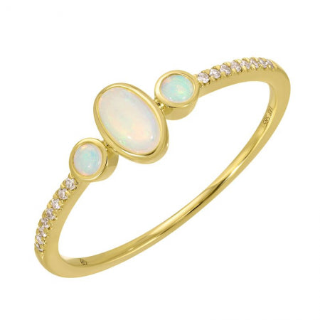 Gold Opal Ring w/ Diamond Band