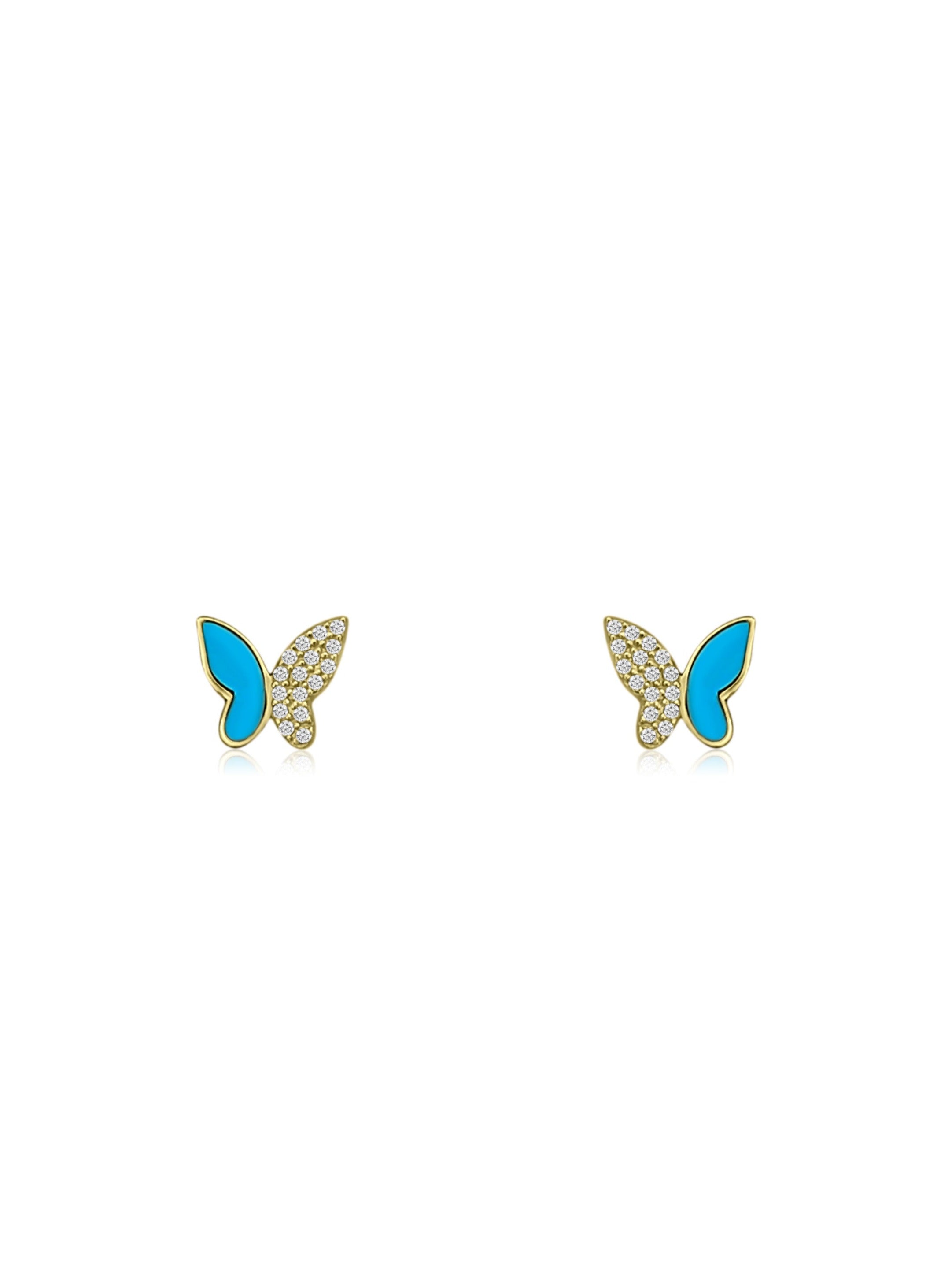 Hypoallergenic Sterling Silver Pink & Blue Butterfly Stud Earrings for Kids  (Nickel Free) - Penny and Piper