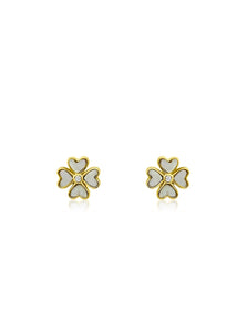 Pearl & Diamond Clover Stud Earrings