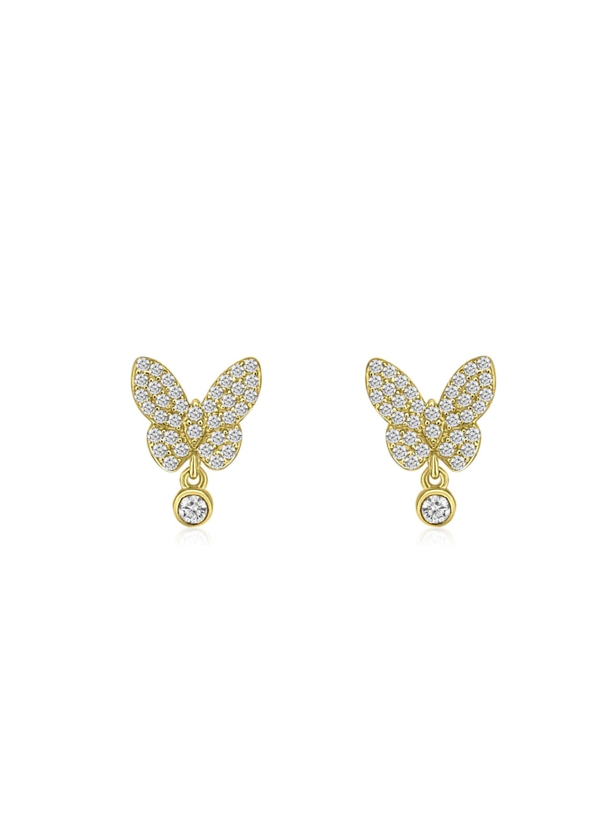 Diamond Dangle Butterfly Earrings