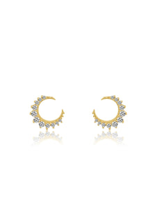 Diamond Half Moon Stud Earrings