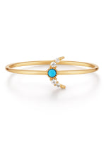 Load image into Gallery viewer, Turquoise &amp; White Sapphire Crescent Moon Ring
