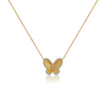 Load image into Gallery viewer, 14k Yellow Gold Fluted Diamond Butterfly Necklace
