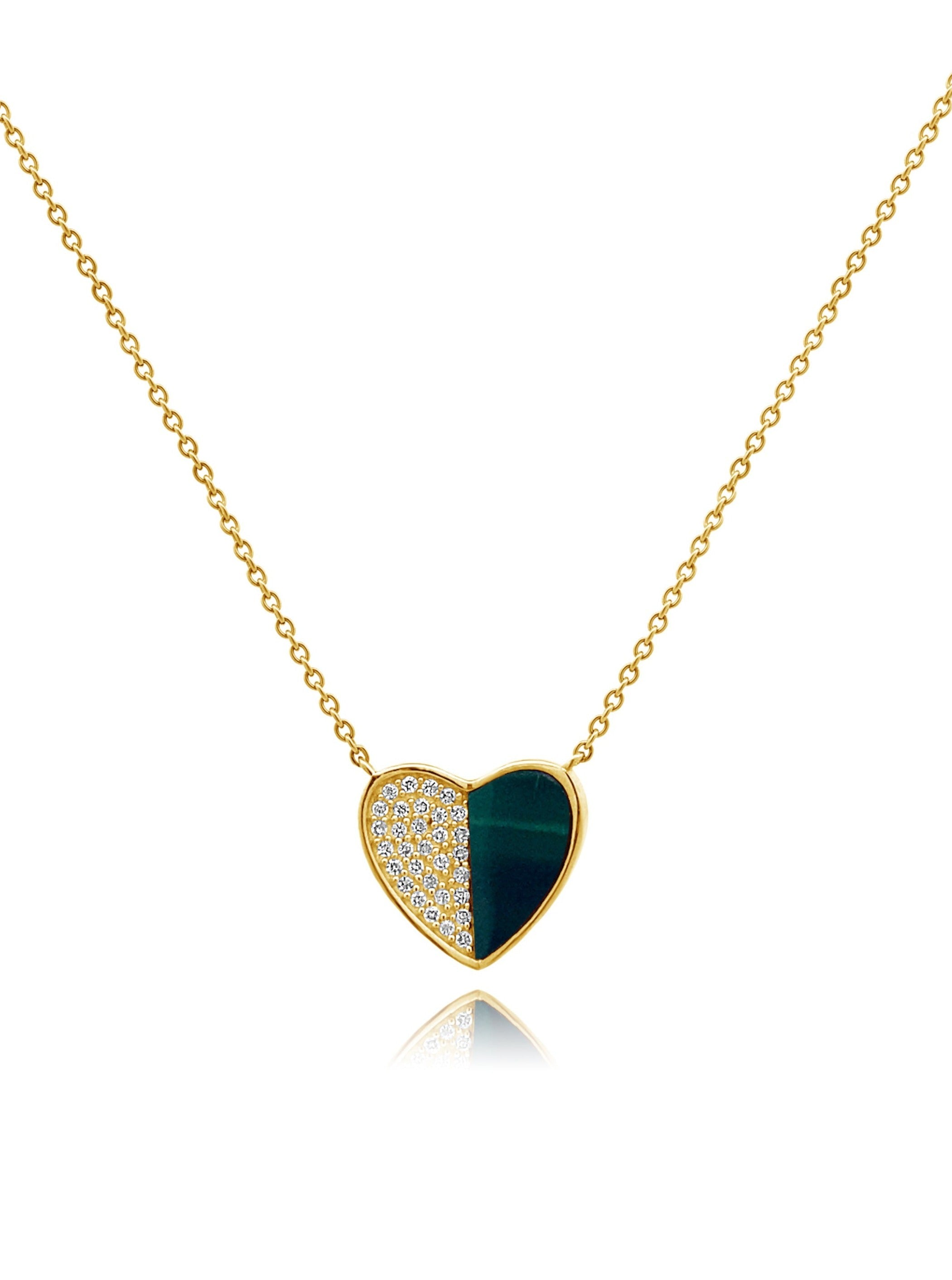 Malachite Heart Diamond Gold Bracelet - Lexie Jordan Jewelry