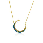 Load image into Gallery viewer, Blue Sapphire and Diamond Moon Necklace
