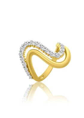 Double Row Diamond Wave Pinky Ring