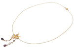 Load image into Gallery viewer, Antique Victorian Garnet, Seed Pearl &amp; Yellow Gold Swallow Lavaliere Necklace
