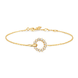 Gold Interlinked Circles Pavé Bracelet