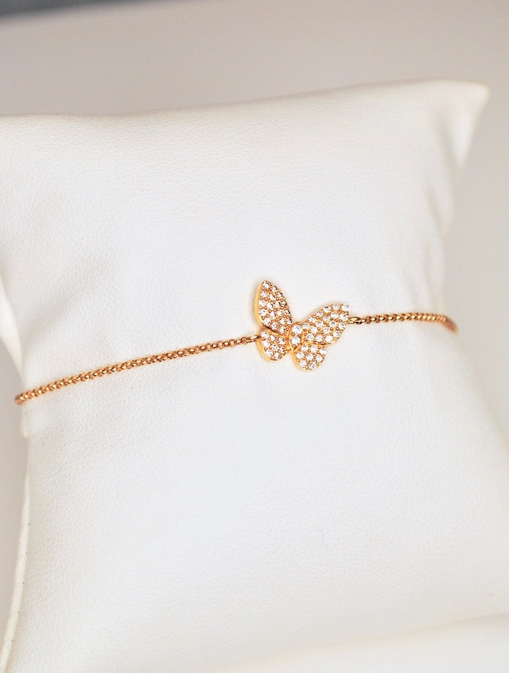 14k Diamond Butterfly Bracelet