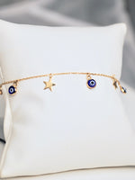 Load image into Gallery viewer, 14k Eye &amp; Star Charm Bracelet
