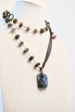 Load image into Gallery viewer, Carved Labradorite Buddha Pendant Necklace
