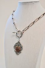 Load image into Gallery viewer, Antique Sterling Silver and 9K Rose Gold English Watch Fob Necklace

