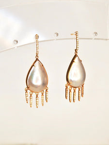 Teardrop Pearl Diamond Earrings