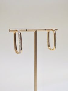 Gold + Diamond Rectangular Hoops
