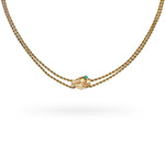 Load image into Gallery viewer, Antique Yellow Gold Hand Charm Necklace with Emerald
