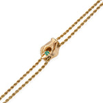 Load image into Gallery viewer, Antique Yellow Gold Hand Charm Necklace with Emerald
