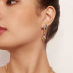 Load image into Gallery viewer, Gold Rainbow Pavé Hoop Earrings
