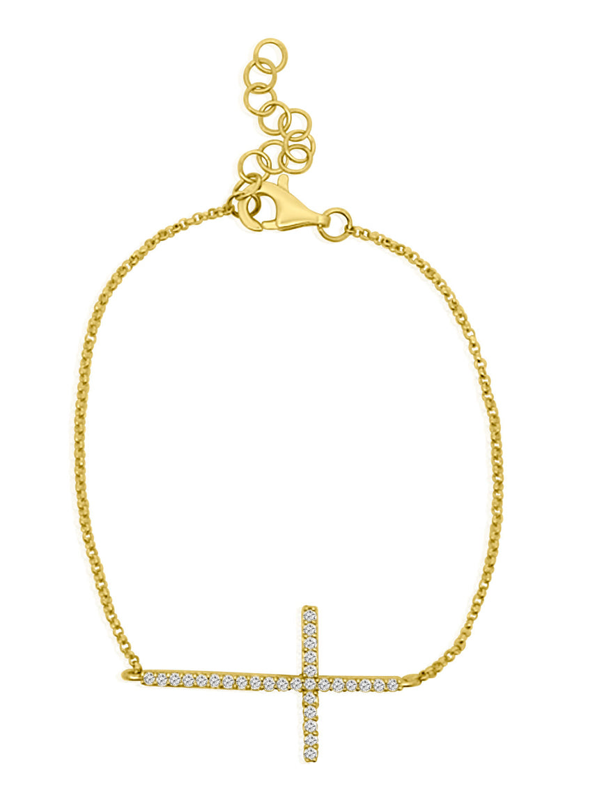Diamond Side Cross Bracelet