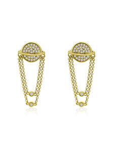 Diamond Saturn Drop Earrings