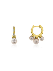 Pearl & Diamond Hoop Earrings