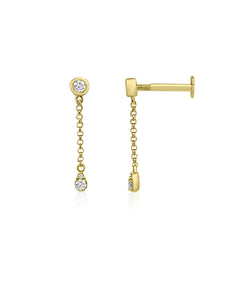 Diamond Stud Earrings with Diamond Chain