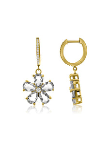 Topaz Floral Dangle Diamond Hoops