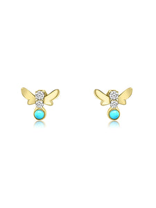 Turquoise & Diamond Bee Earrings