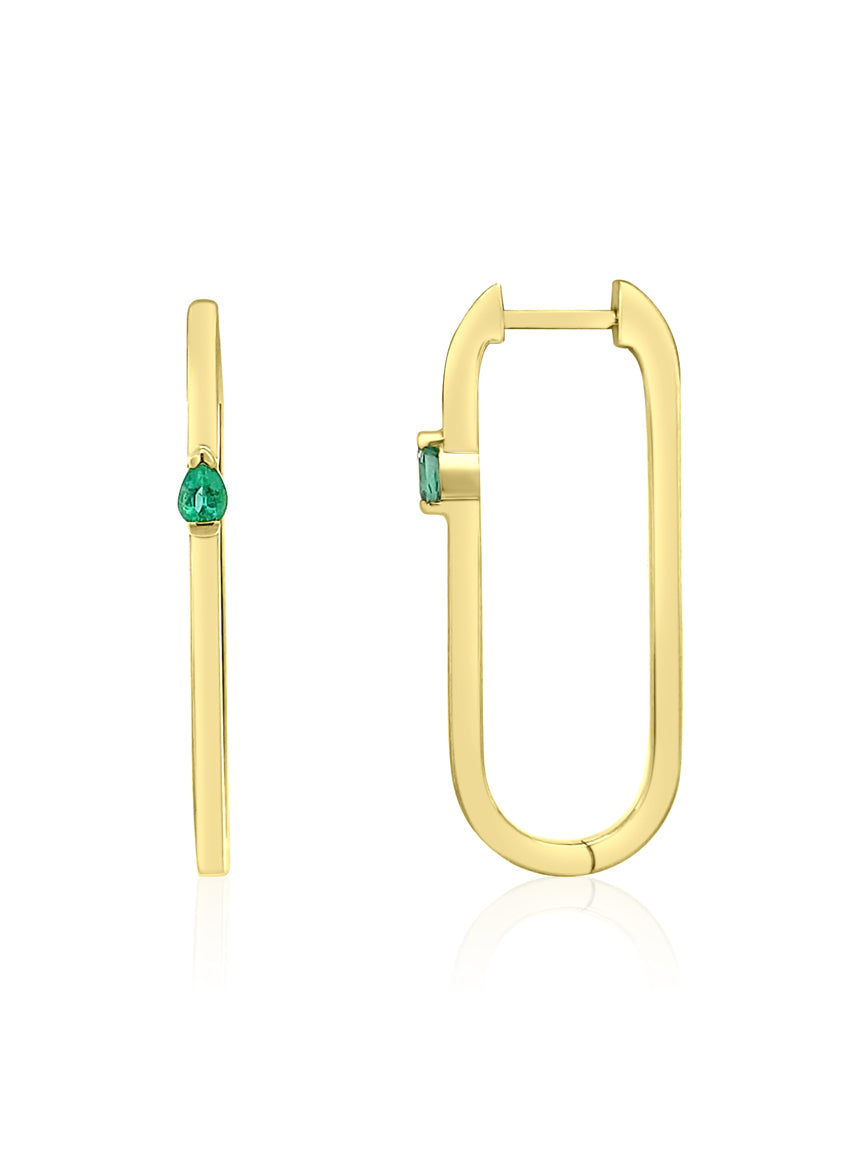 Emerald Paperclip Earrings