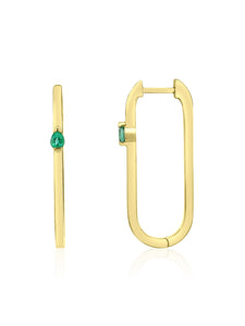 Emerald Paperclip Earrings